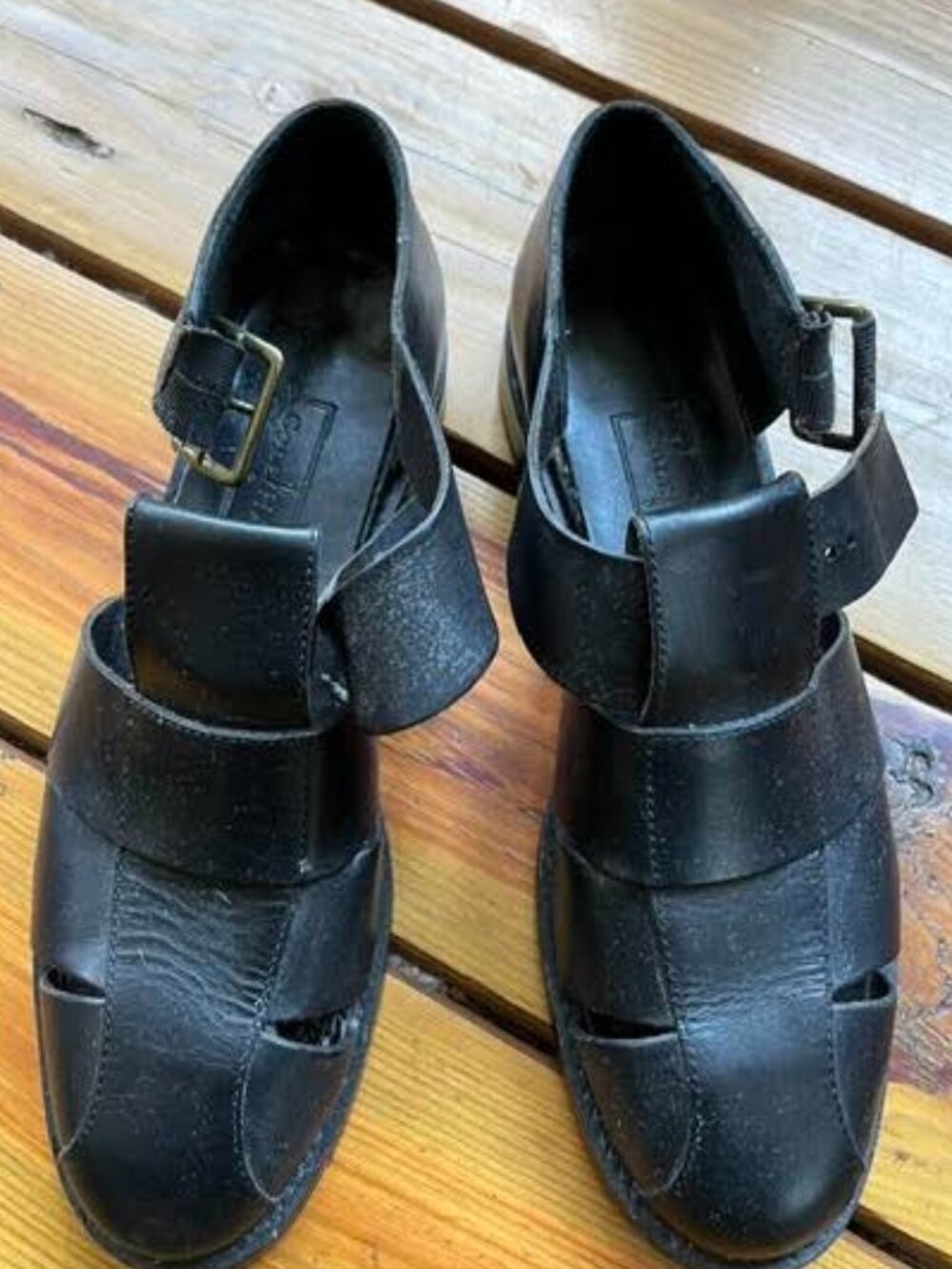 Men's black leather Cole Haan sandals